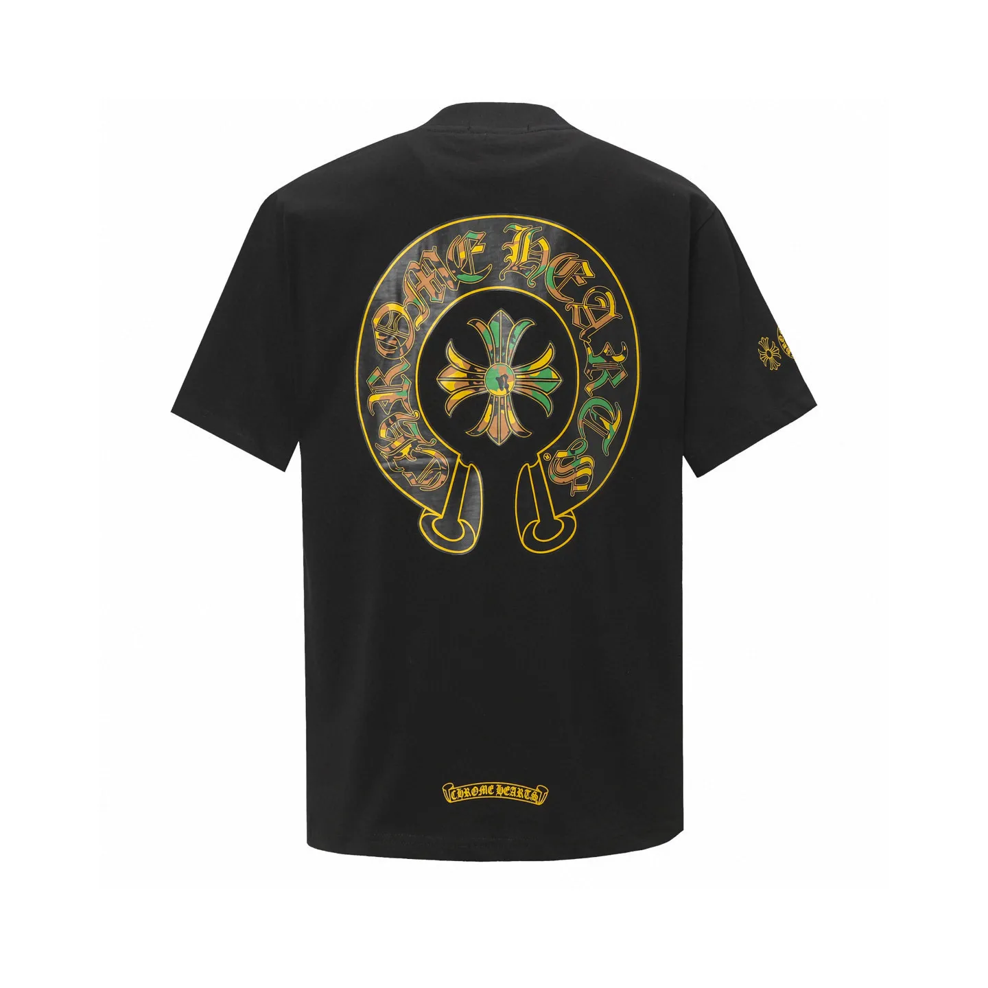 🅿️170 Chrome hearts ch Chrome hearts horseshoe painted cross short-sleeved T-shirt. Large version, loose and stylish, low version, slim and long version, upper body and crotch pull. 100% commitment: top quality, not fast food. The highest version on the market. Top quality, 280g, 26 custom-dyed double yarn cotton, same style for men and women, complete with three standards. Color: black, white Size: XS-L